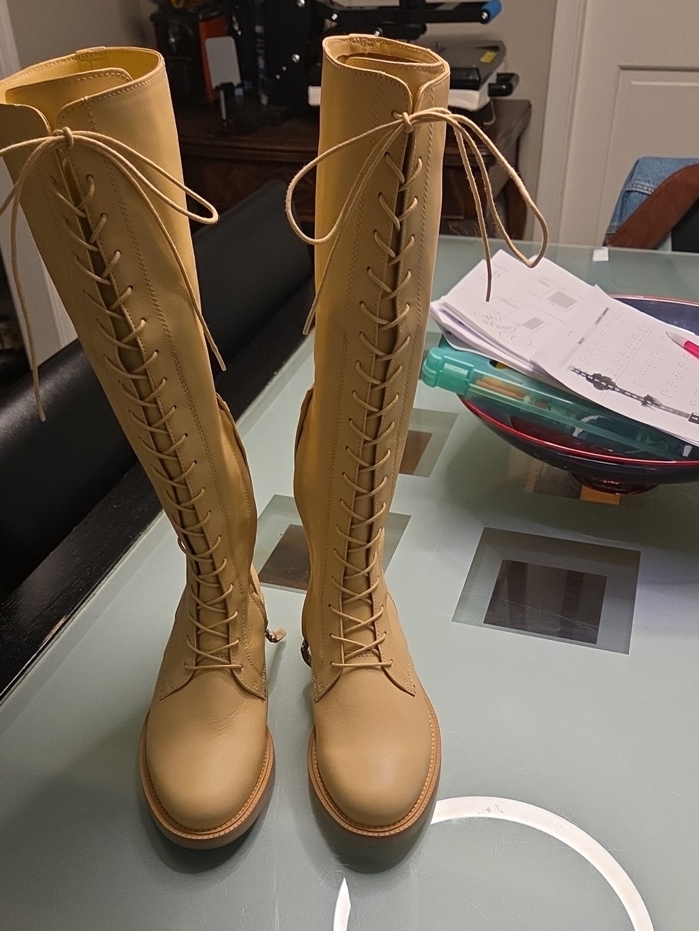 Sam Edelman Tall Lace-Up Riding Boots in Tan